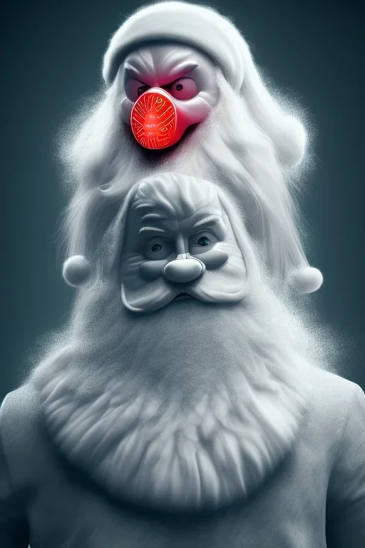 All Black Santa, ghost, wearing green mask, white smoke, red, rage, high definition, ultra 8 k, volumetric lighting, blue fire, rain