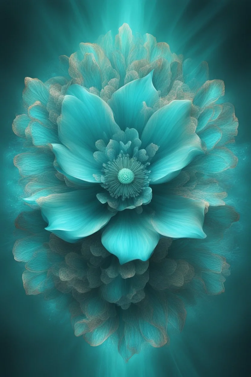 surreal cyan bright holy flower