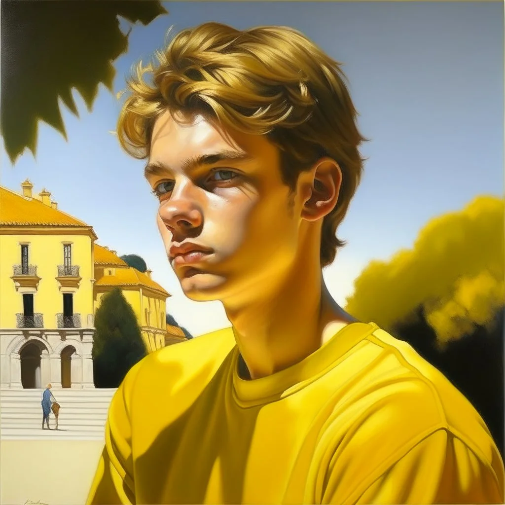 Neoclassicism young man realistic yellow cote d'azur