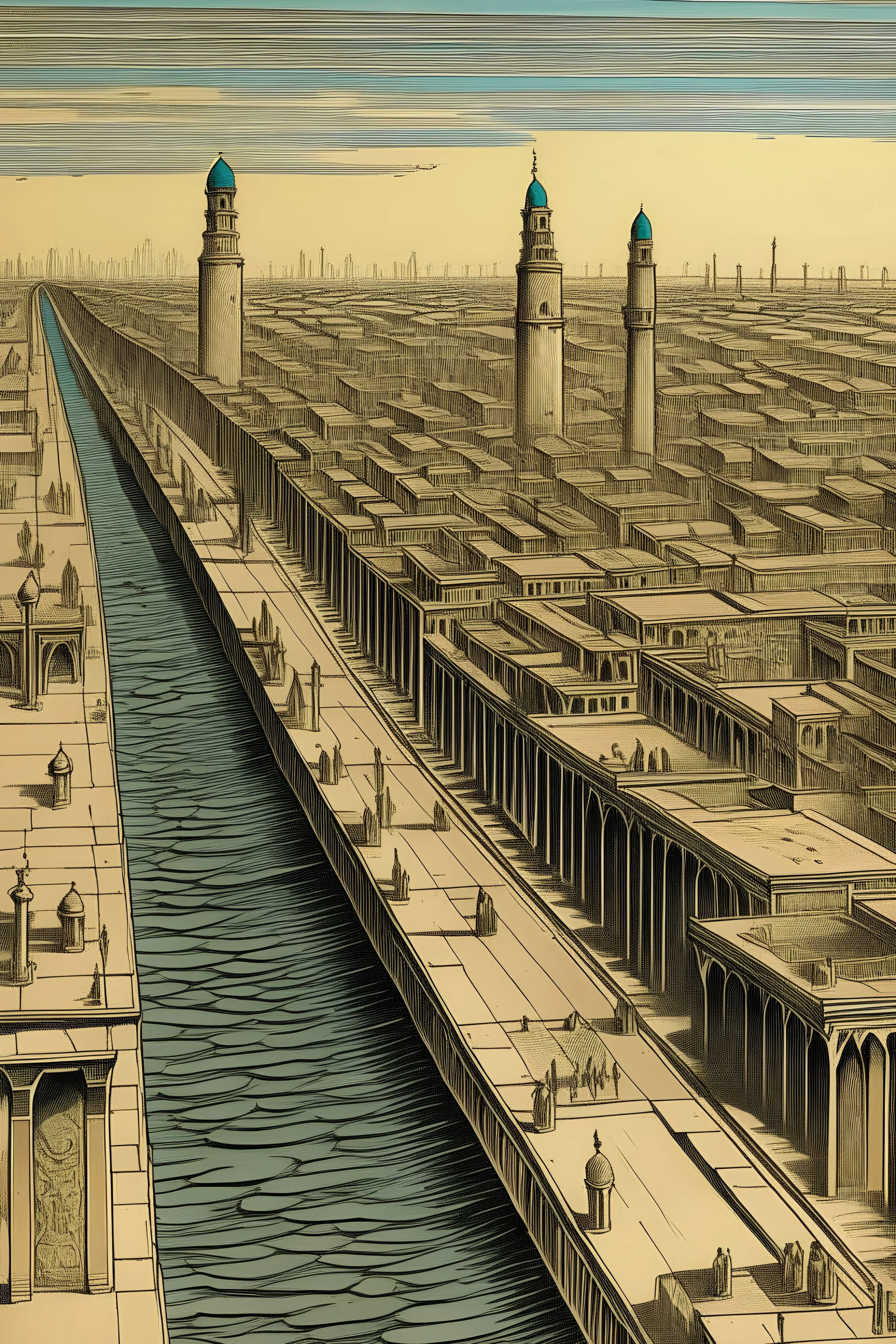 Old urban baghdad illustration
