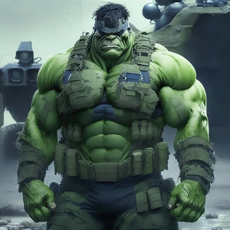 Green Hulk dressed in Navy Seal combat gear