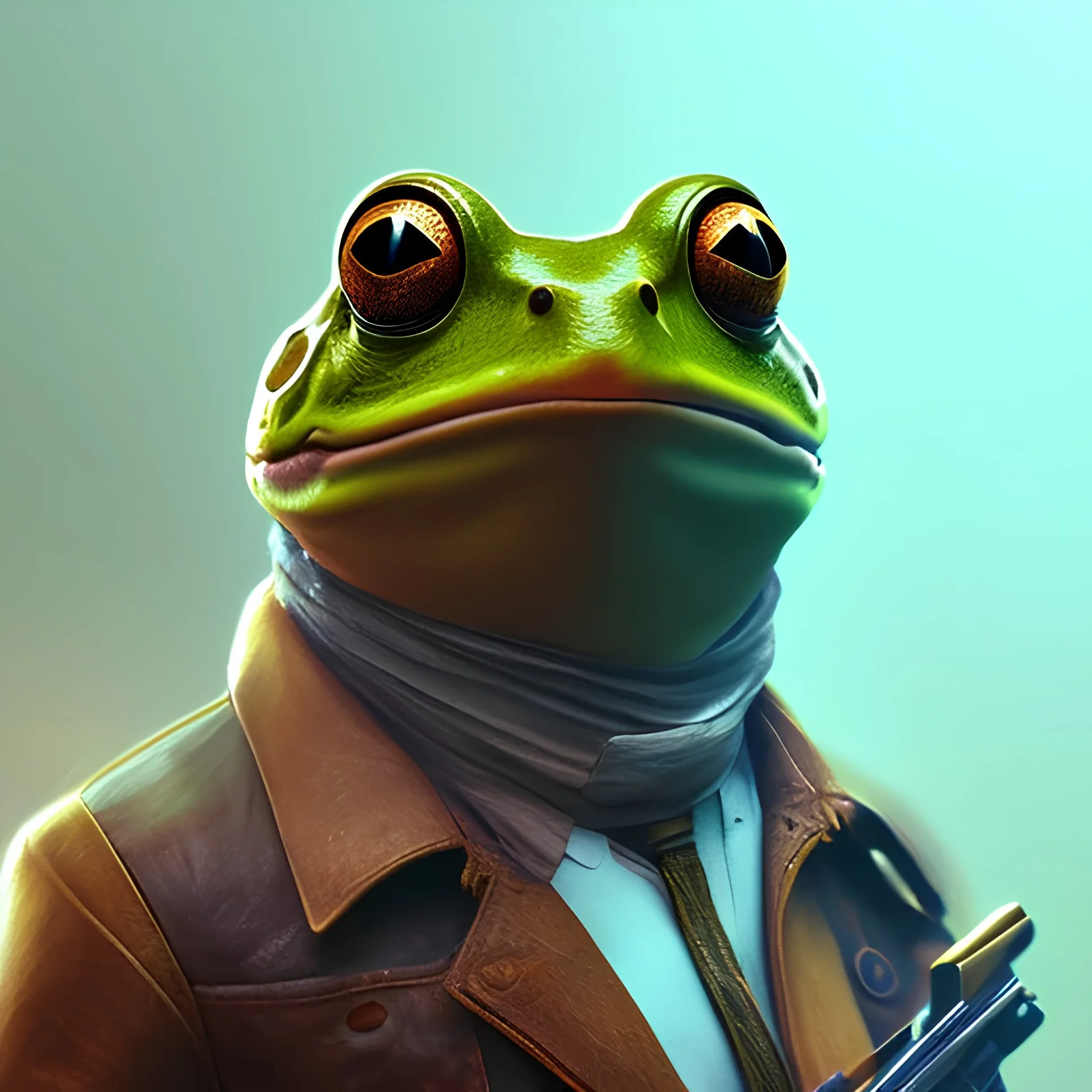 portrait male anthro frog dressed in indiana jones outfit character full body precis no blur, concept art, character sheet, nier automata, Alexander Mandradjiev cyberpunk, trending on artstation, featured on pixiv, hyper detail, cinematic composition, 8 k, detailed face