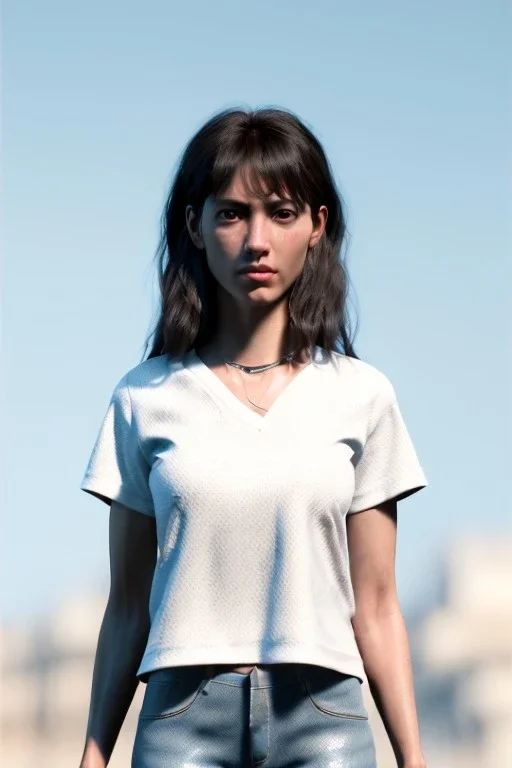 Ultra Realistic image, 25 years old brunette woman, Madrid, portrait, small stature, small chest, yakuza body tattoo, white broken cotton short undershirt, black latex short, vibrant color, highly detailed, art stations, concept art, smooth, unreal engine 5, god rays, ray tracing, RTX, lumen lighting, ultra detail, volumetric lighting.