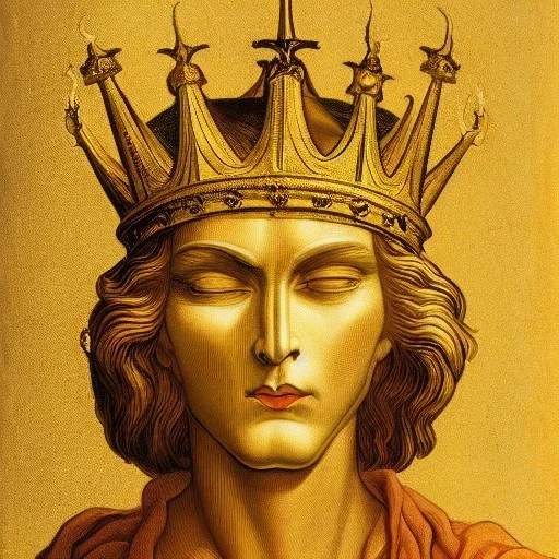 Portrait of Lucifer symmetric with golden crown