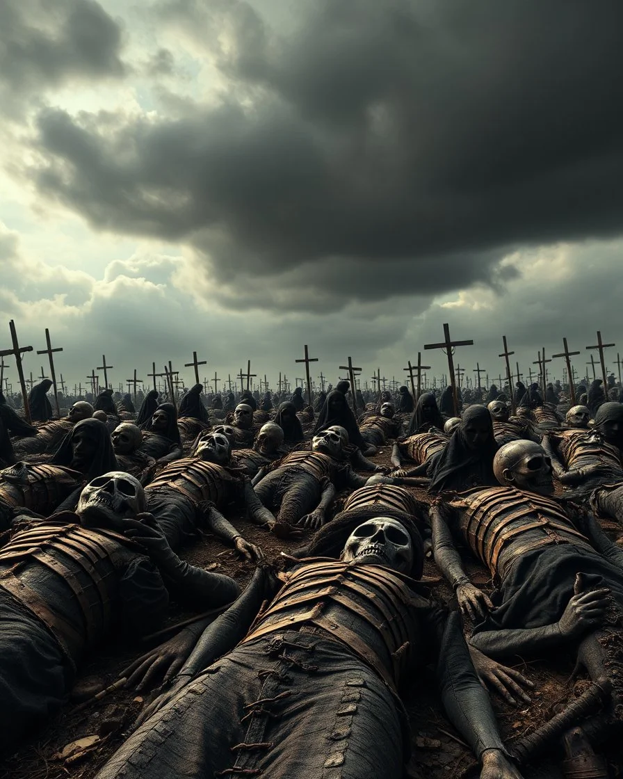 people are dead because of the The Black Death was a bubonic plague pandemic dead bodies , great quality picture with cinematic scenes , heavy clouds in the background