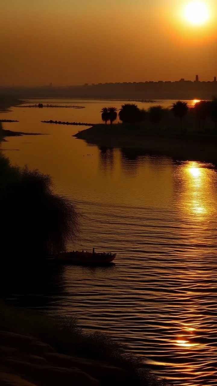 Nile river, sunseting