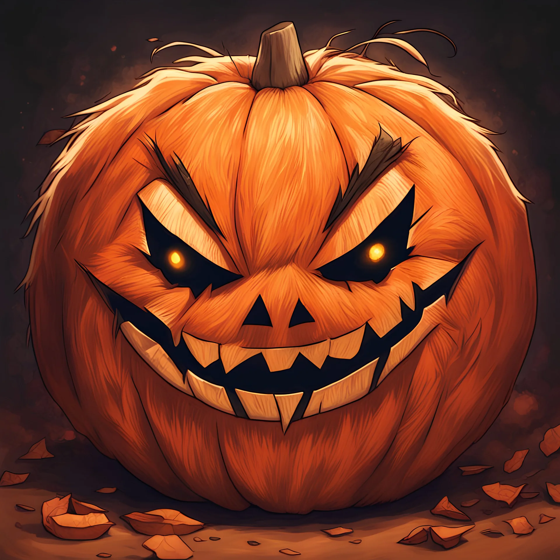 living jack-o-lantern in furry art style