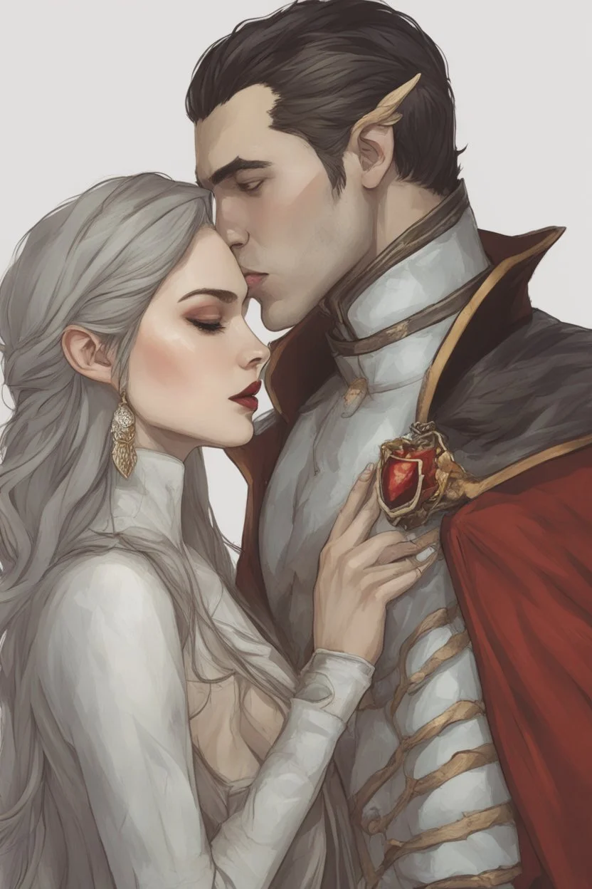 A couple from the dnd game curse of Strahd kissing