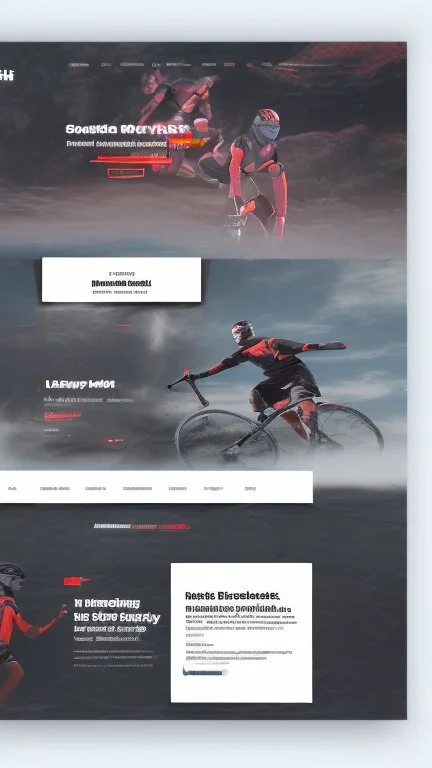 Design a user-friendly and visually appealing landing page for a sport website, prioritizing an intuitive user experience, red colors, power, skii, running, riding a bike, swimming