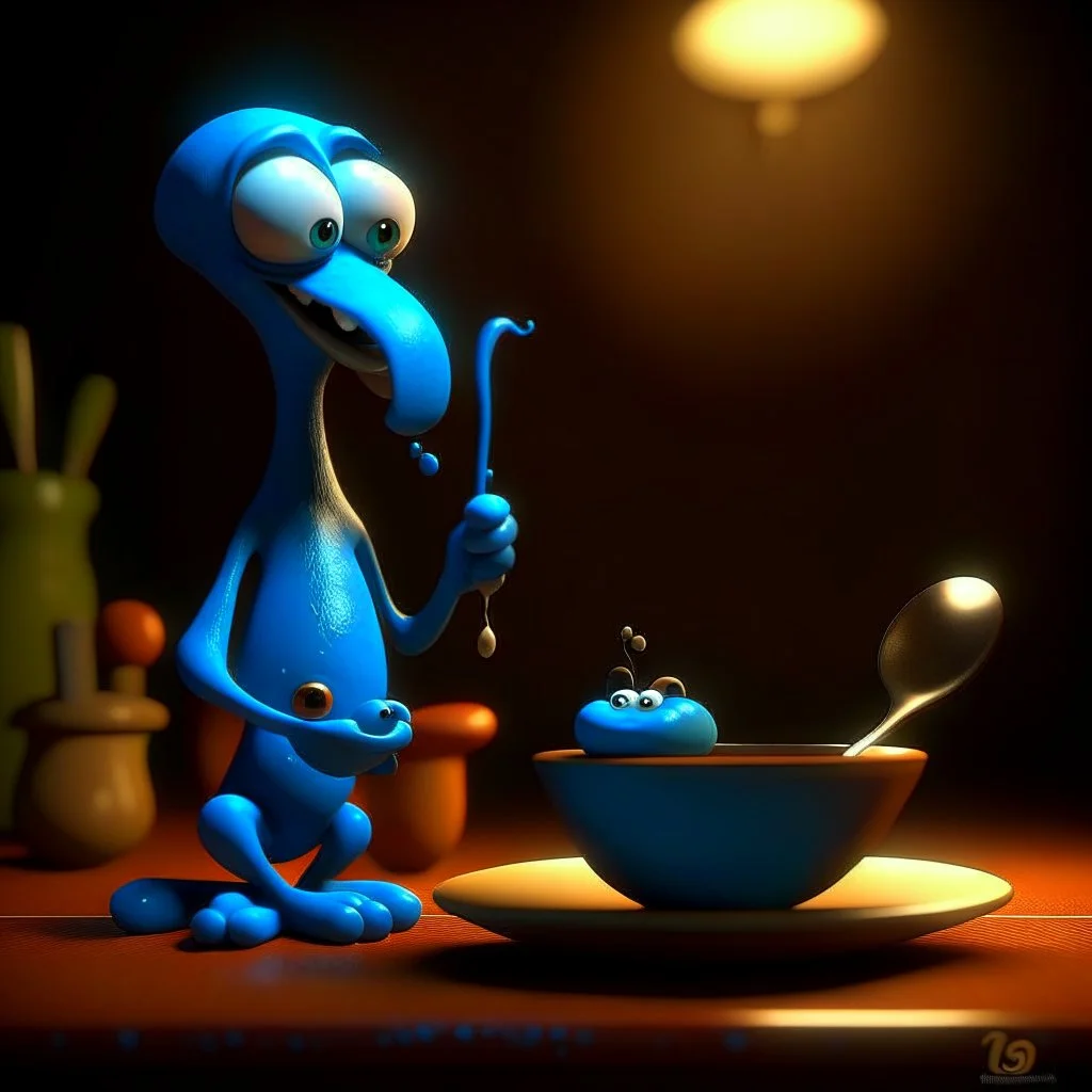 <lora:Bosch_Creatures-000010:0.2>,Bosch_Creatures,Hold the spoon with your left hand,What if get the flavor,pixar style,<lora:PixarXL:0.8>, ,holding reflection,<lora:DD-made-of-clay-XL-v2:1.0> made-of-clay,(Medium close-up:1.2), <lora:FF_Style_Rene-Magritte:0.5> rene magritte, style of rene magritte, BREAK <lora:Tim_Burton_Painting_Style_SDXL:0.1> Tim Burton Style, <lora:add-detail-xl:-0.8>