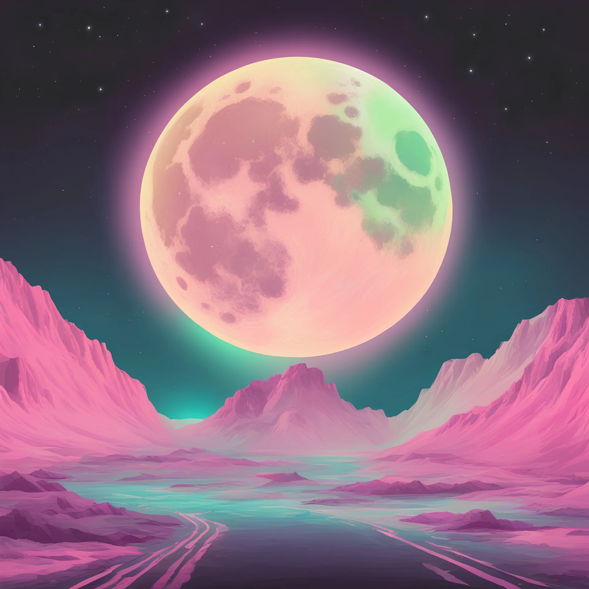 Neon Moon Pastel Retro