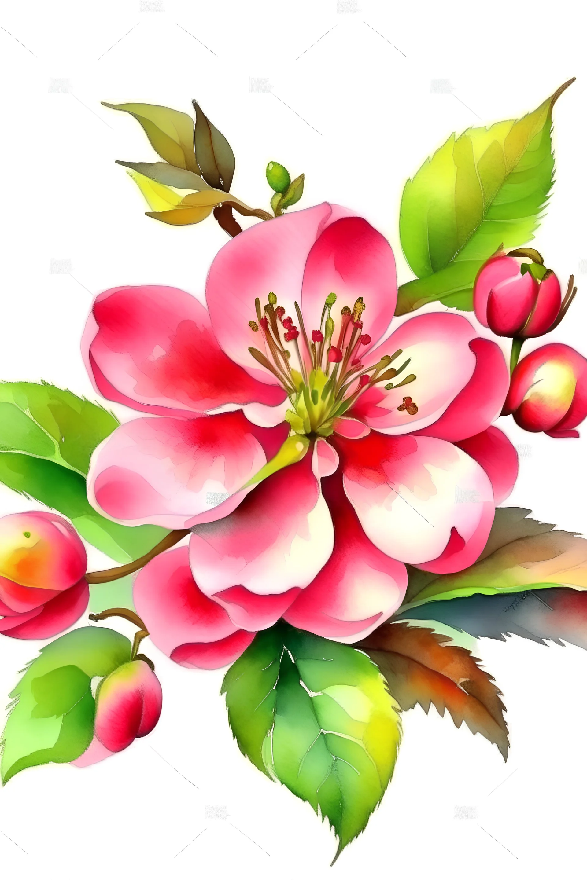 Crab Apple flower. watercolor drawing