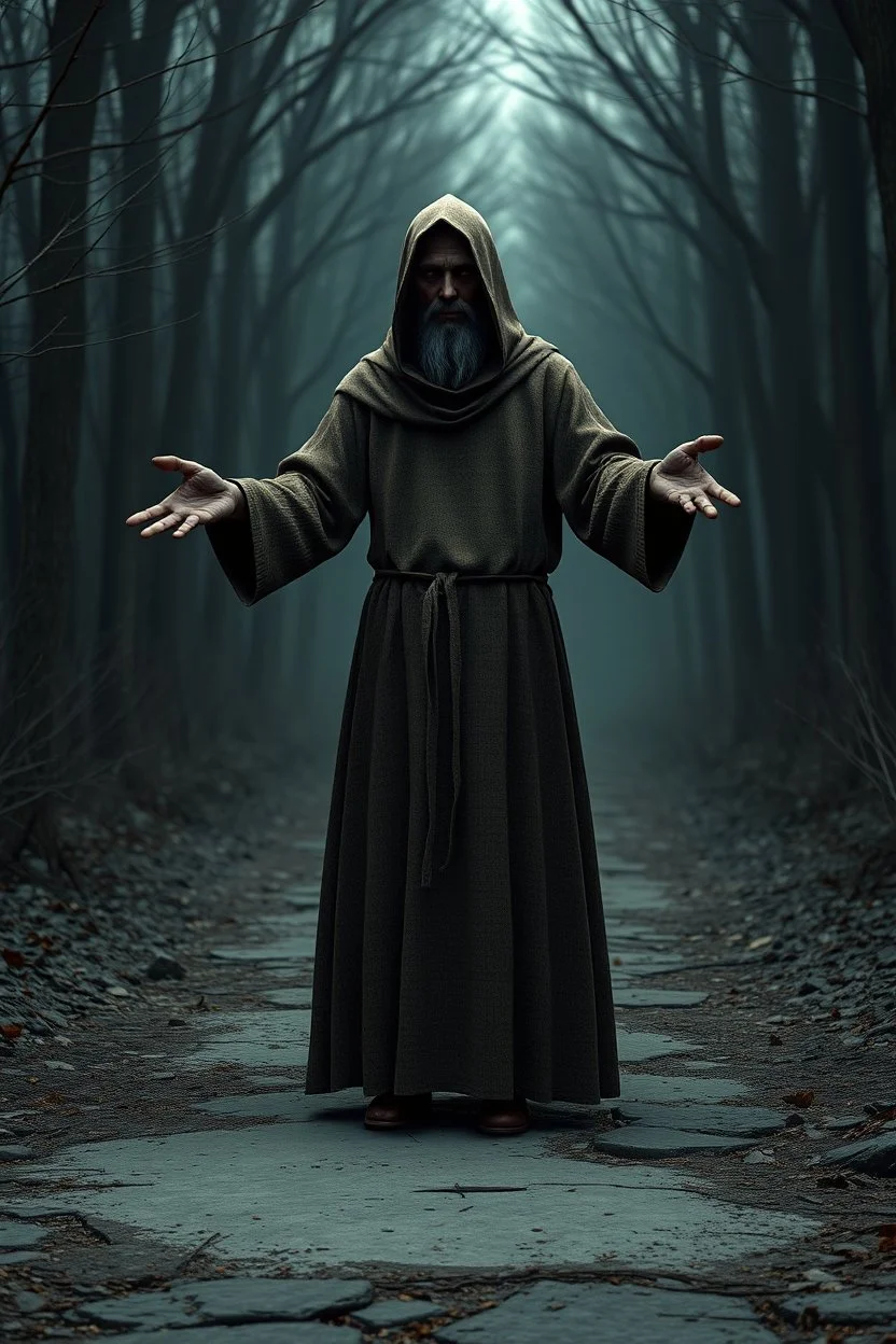 russian monk for a horror , silent hill style, 3d model, t-pose, full length