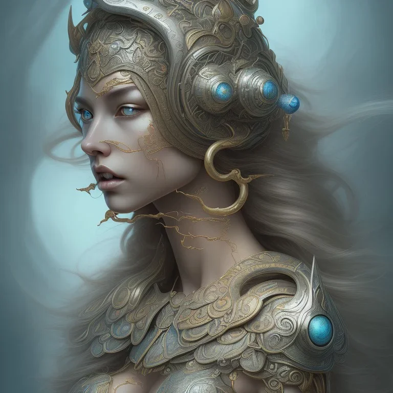 sango fantasy, fantasy magic, intricate, sharp focus, illustration, highly detailed, digital painting, concept art, matte, artgerm and paul lewin and kehinde wiley, masterpiece silver tiger head bronze Asian African nice breast Afo girl turquoise snow waves