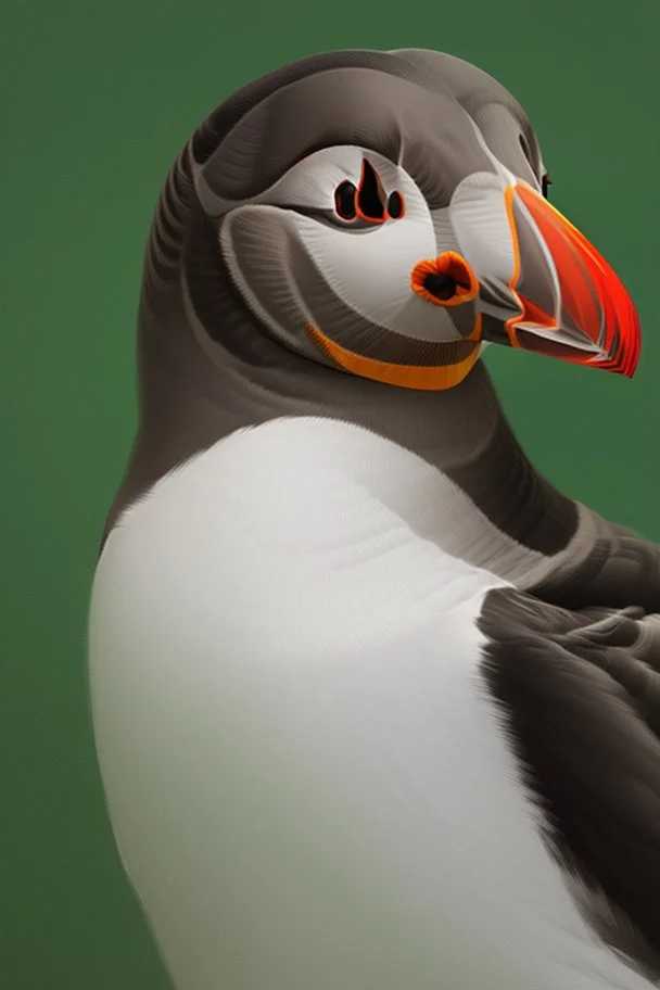 realistic puffin bird from the side