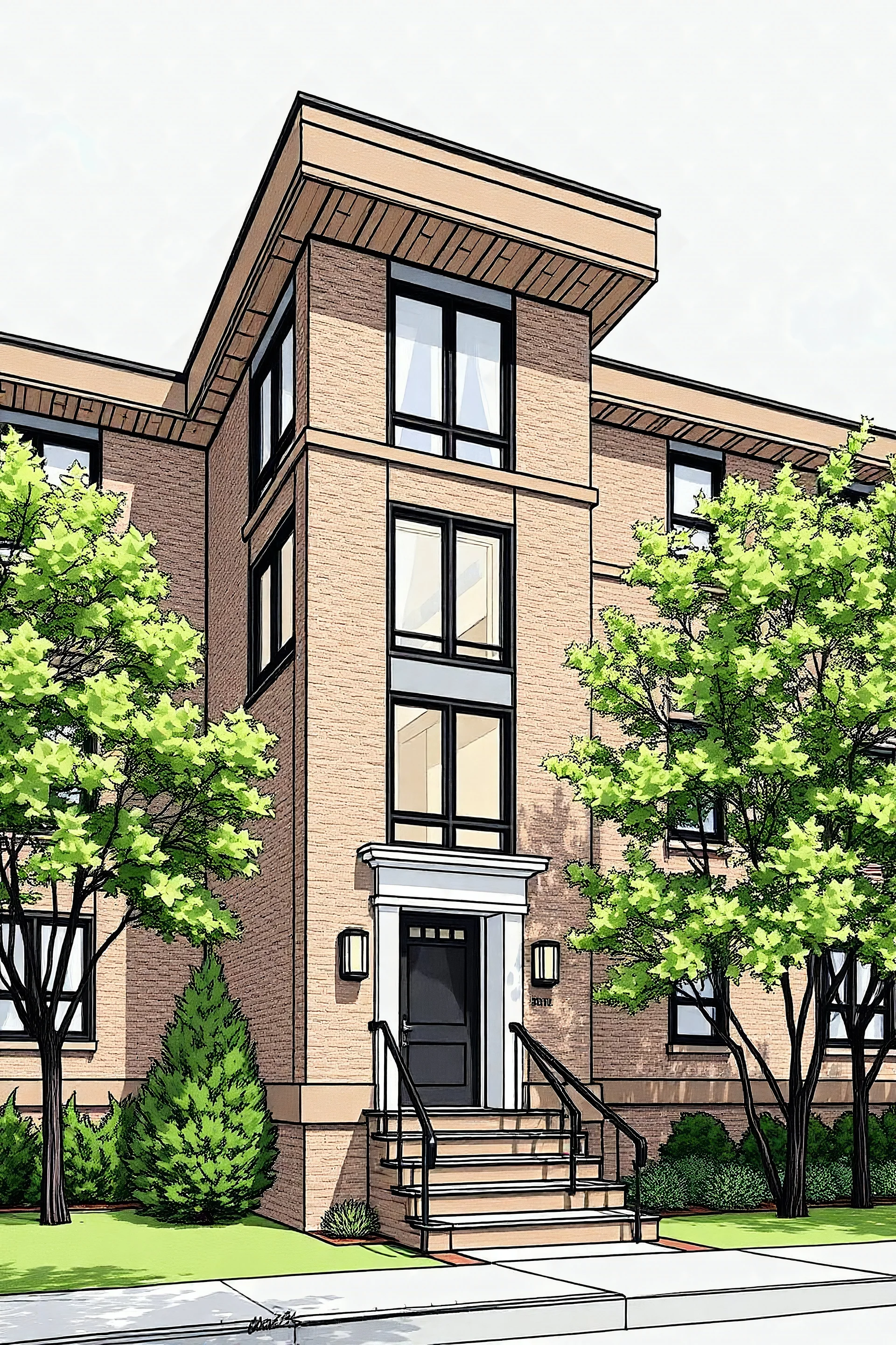 dorm building 3d exterior sketch