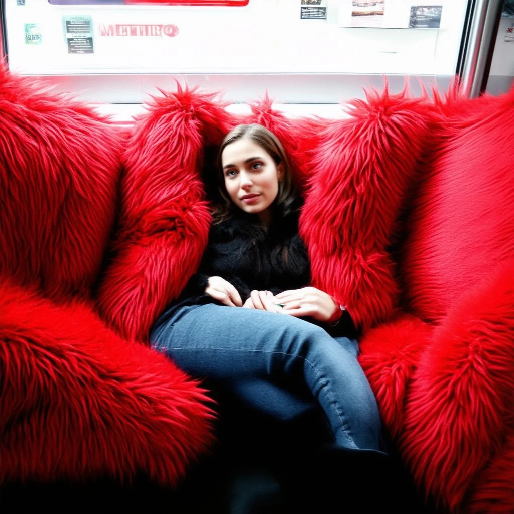 Métro en fourrure rouge, ambiance xocooning