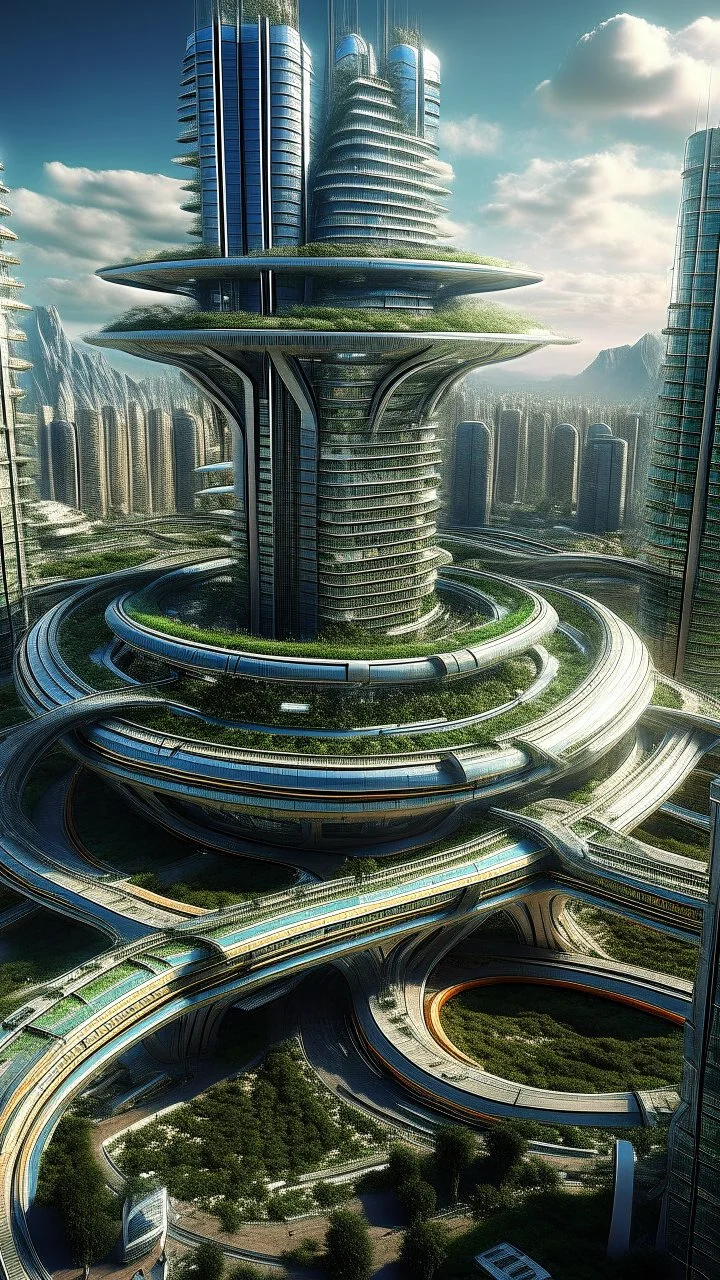 fuuturistic megapolis with center