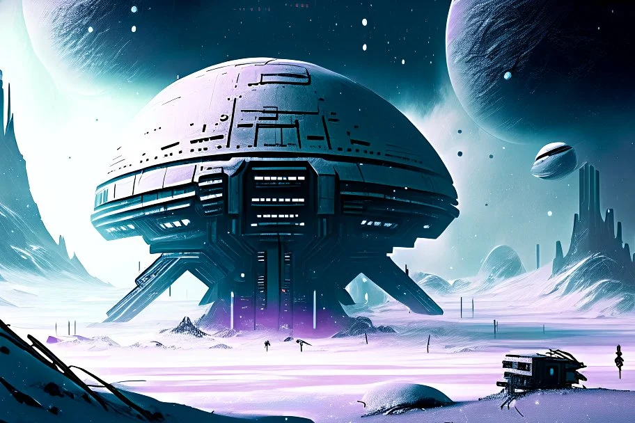 Modern Colony, Alien Planet, Winter, Cold, Blizzard, Distant Planet, Spaceship,