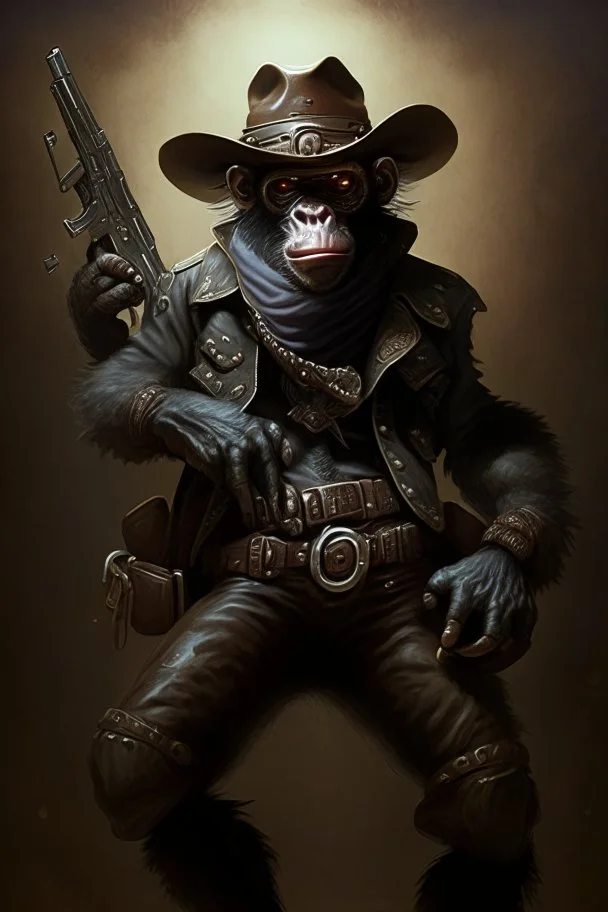 dark bounty hunter monkey cowboy with 2 pistols