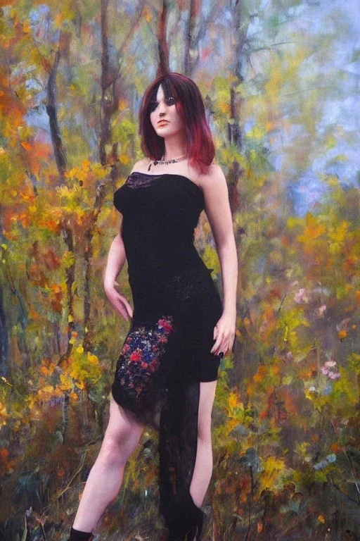 Full body portrait, painting, medium shot lady EmoRevival