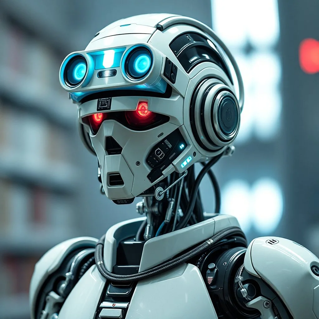 librarian robot, futuristic