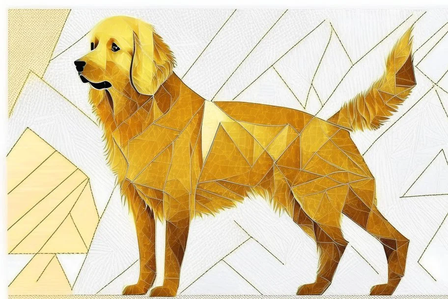 style of paul klee Golden retriever dog