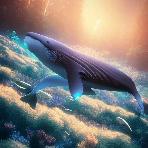 Nature, whale, on color lights, night, unreal 5, octane render, cinema4d, redshift render, hyper realistic, cenematic, vibrancy, synthwave, retouch, centered, dynamic lighting, dramatic lighting, 4k, highly detailed, attractive beautiful, realistic, virtual reality, epic composition, holographic,