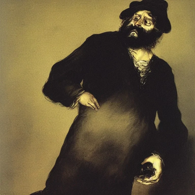 portrait of a depressed bearded man by goya