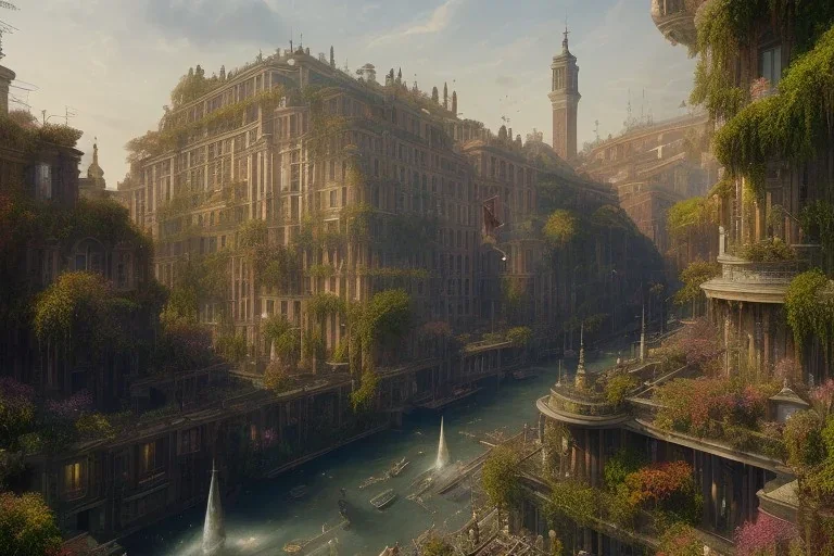 Tevere+river+Bar on garden rooftops +Rome mixed new york +Skyscraper +steampunk+biopunk+alphonse mucha, greg rutkowski,matte painting, cryengine, hyper detailed, felix kelly, fantasy art, seb mckinnon