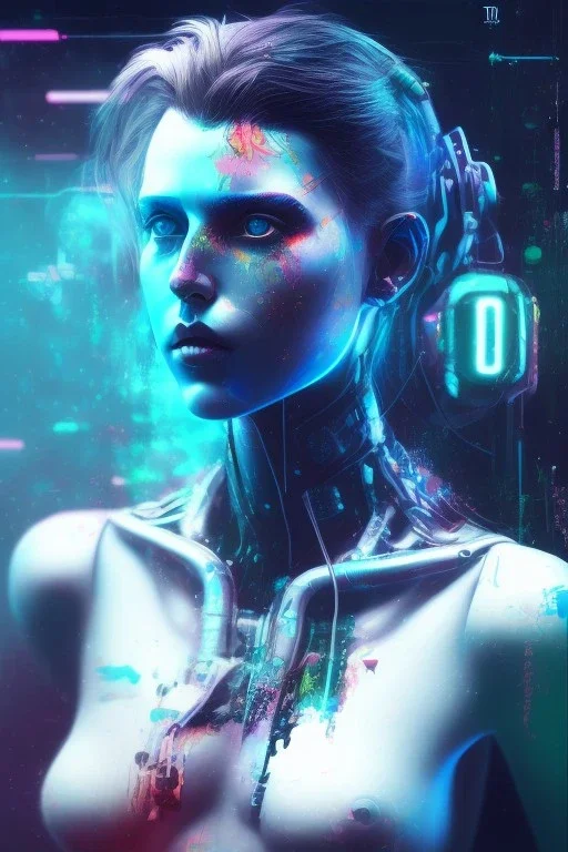  Danish singer MØ face,neon tones,Abstract Yoji Shinkawa,cyberpunk,