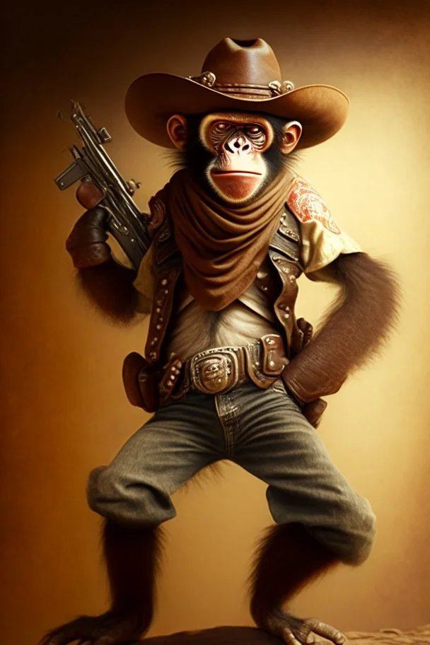 A monkey cowboy with 2 guns