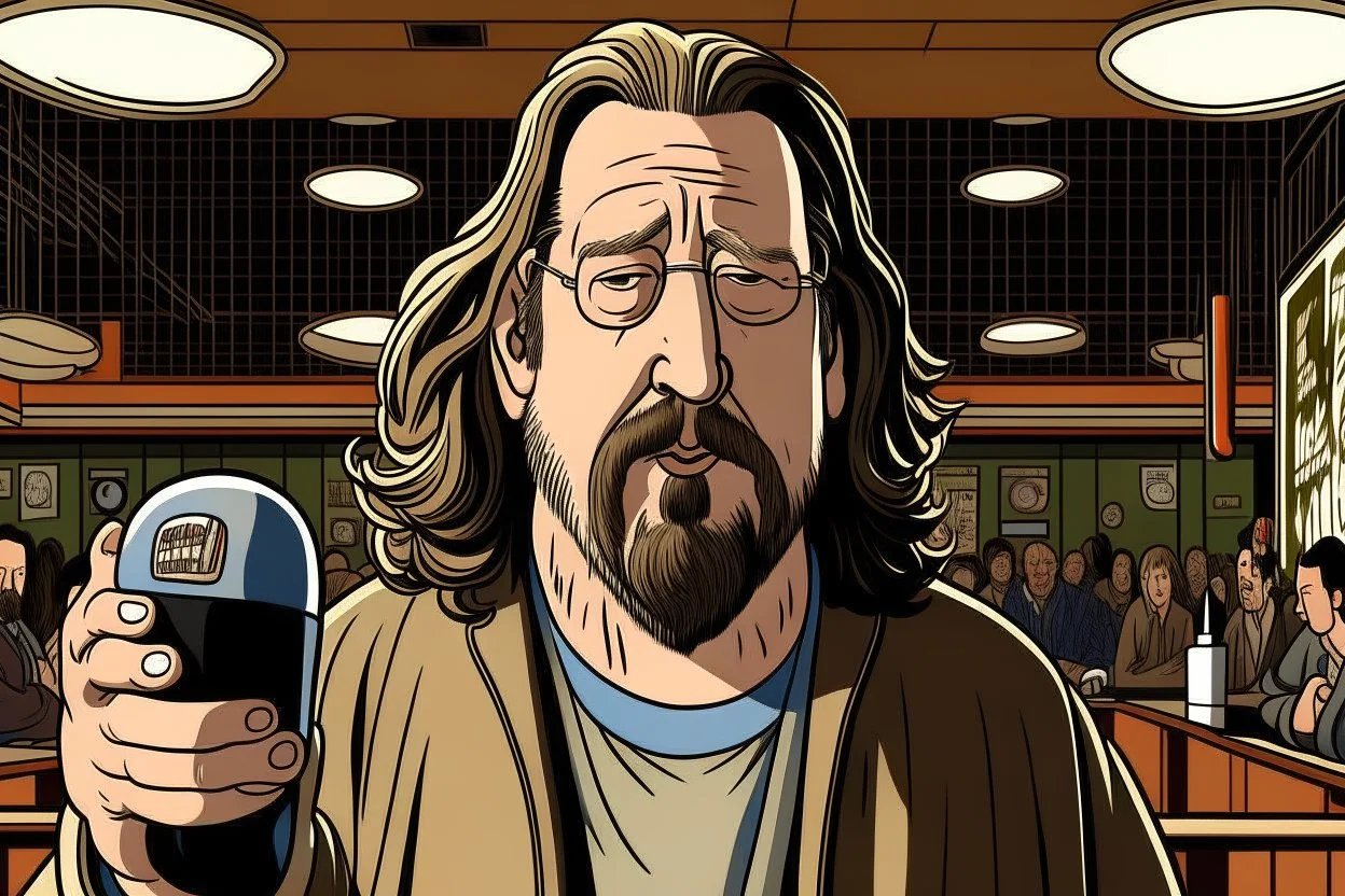 full details full realism the big lebowski on a radio station cartoon