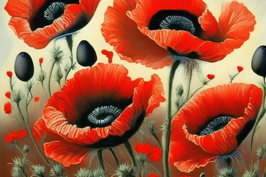 Poppies in the style of Oskar koller