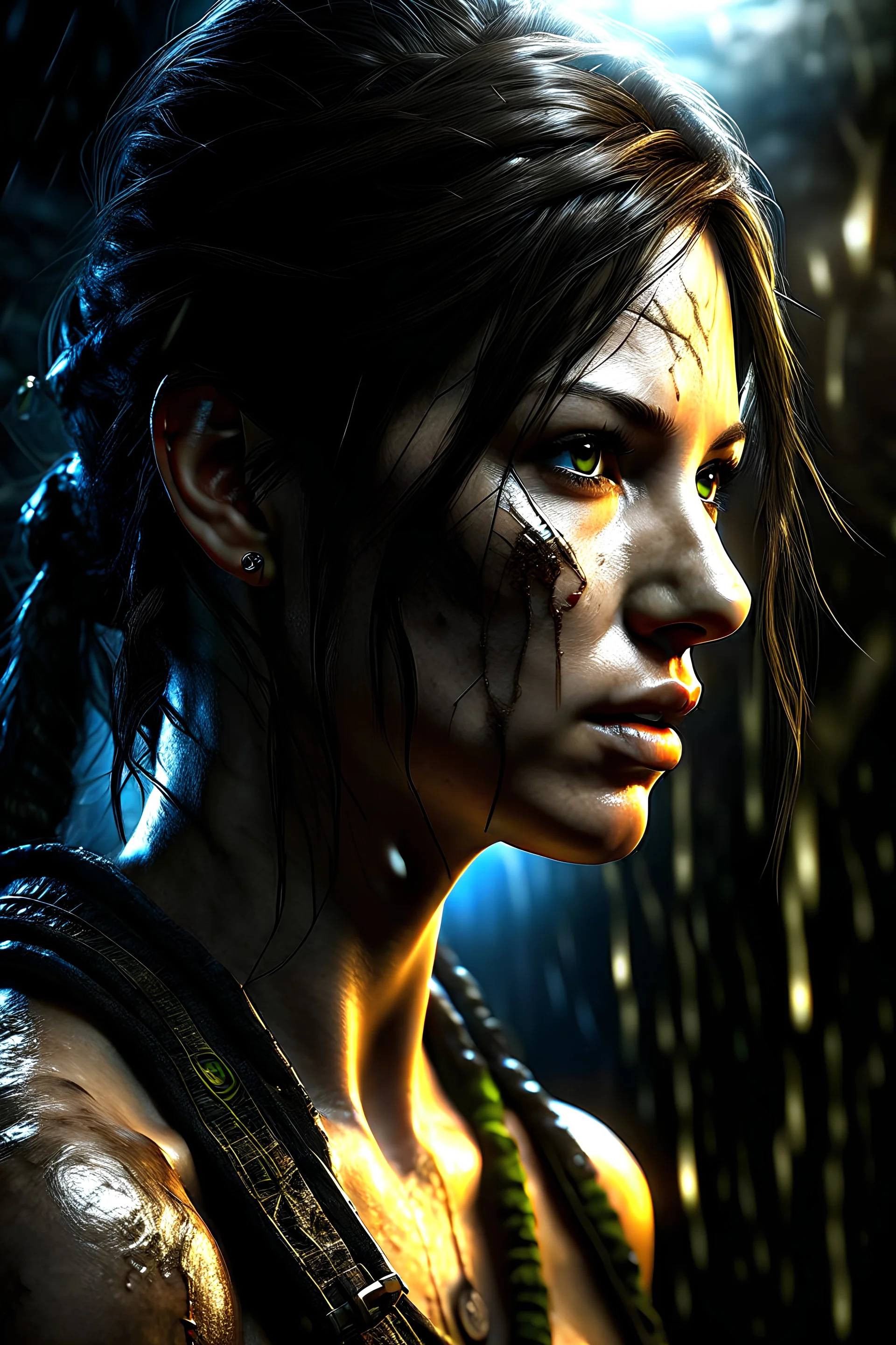 full digital image of Lara Croft. trending on artstation, greg rutkowski very coherent symmetrical artwork. cinematic, hyper realism, high detail, octane render, 8 k, iridescent accents
