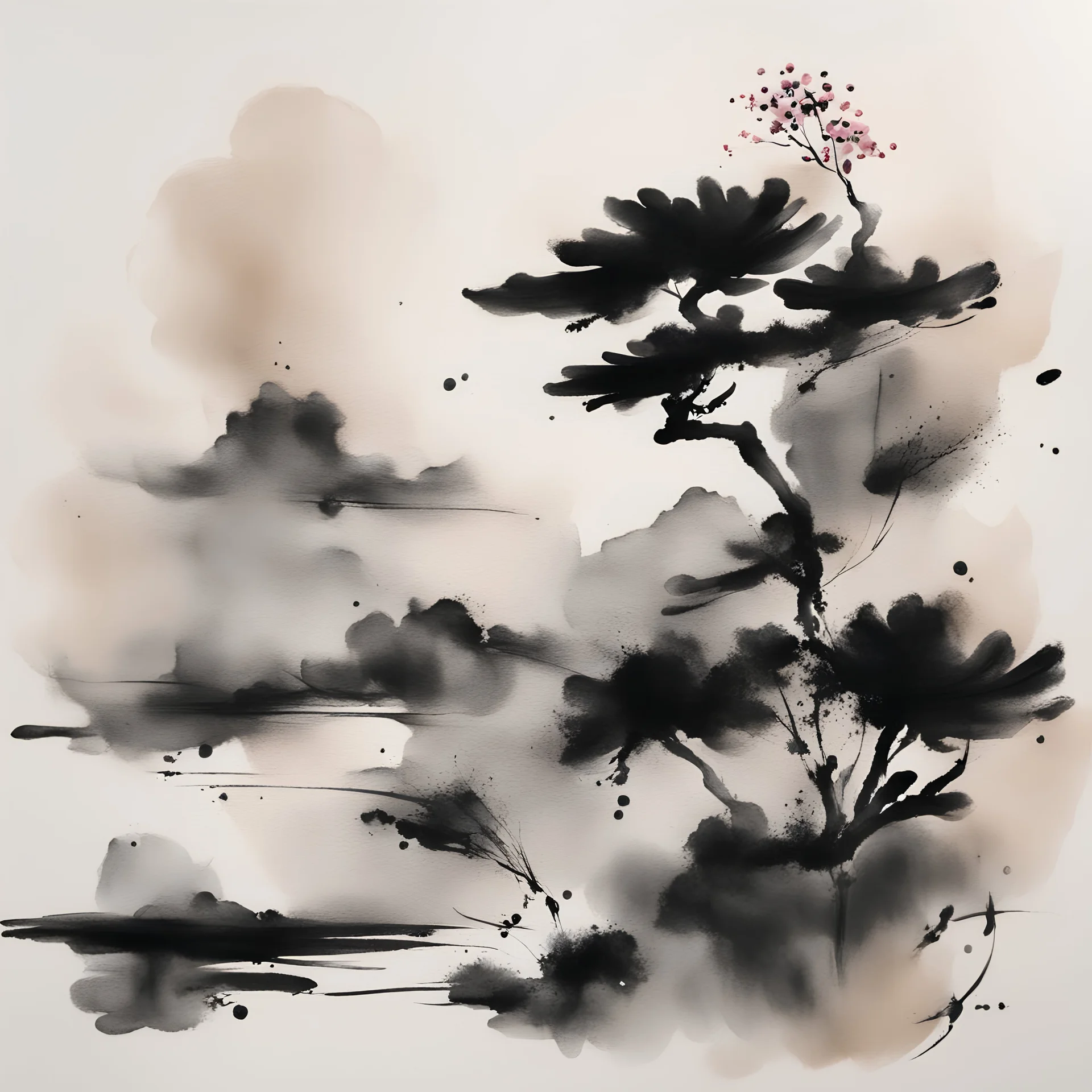 EXHALE Original Sumie Ink Brush zen Painting