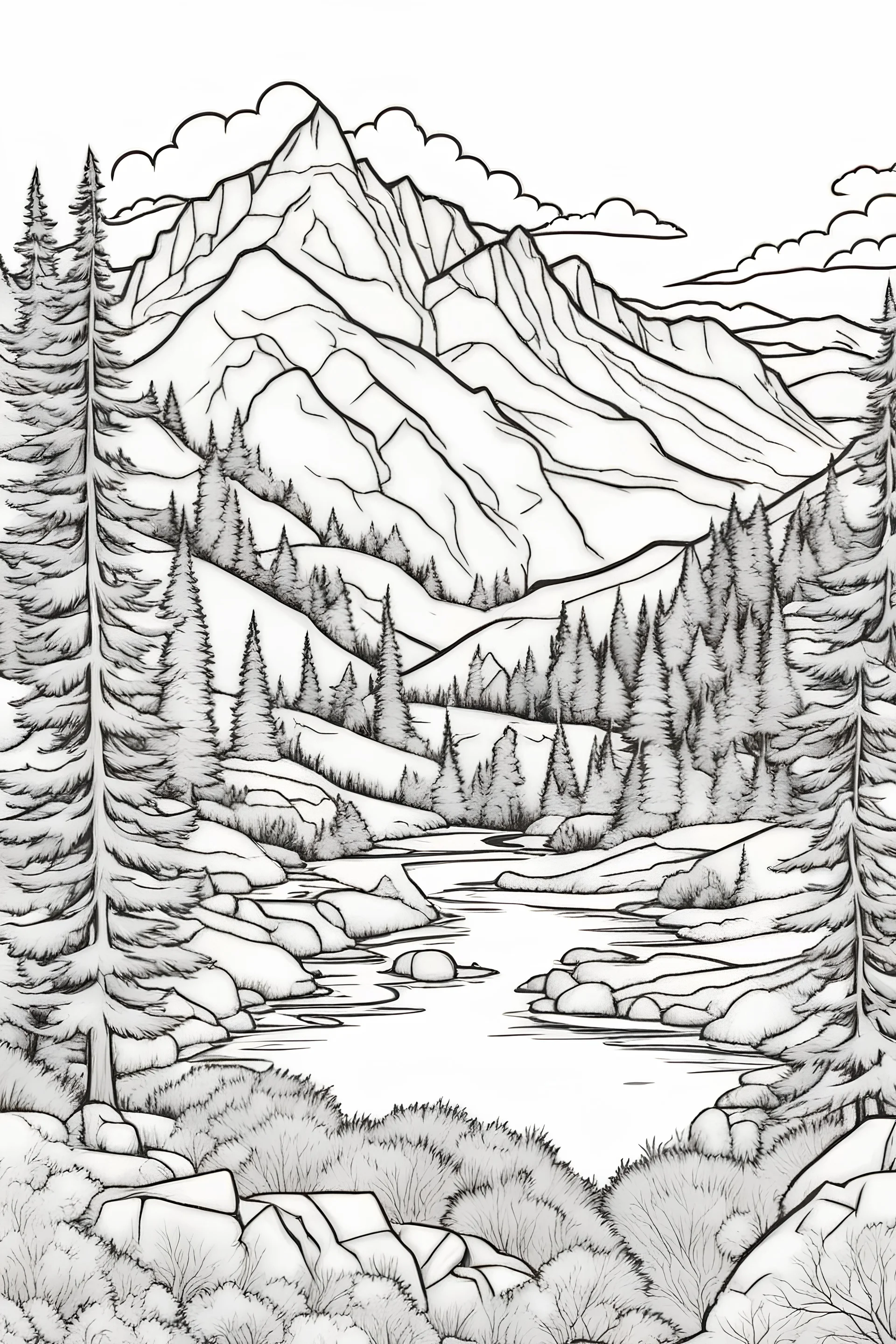 mountain nature coloring page