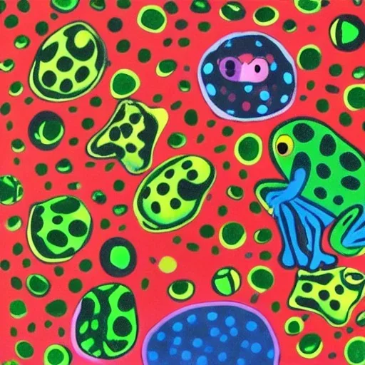 frog sitting Yayoi Kusama