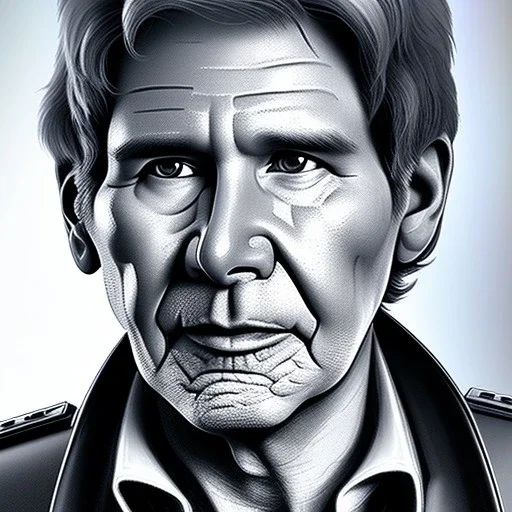 whitemarble harrison ford as han solo, full of details, hight definition, black backround, 8k