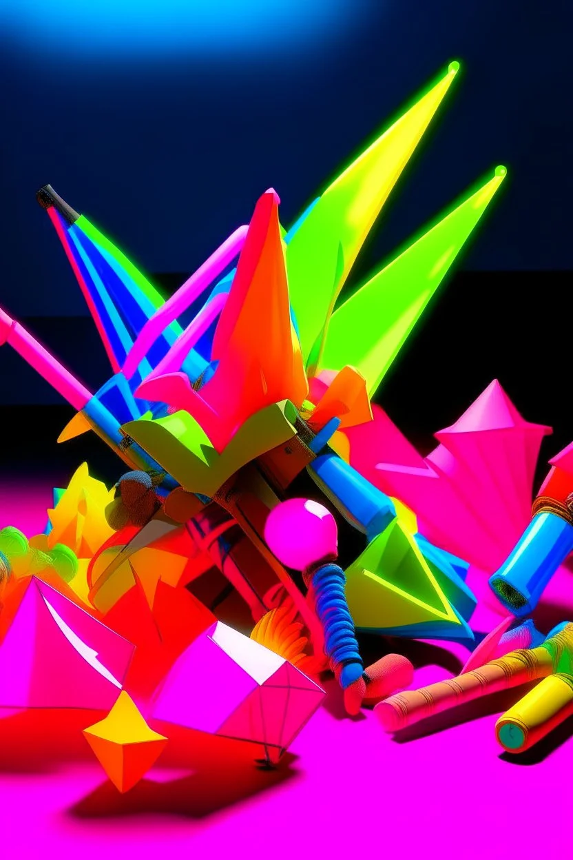 y2k, neon, fluo, origami, plastic