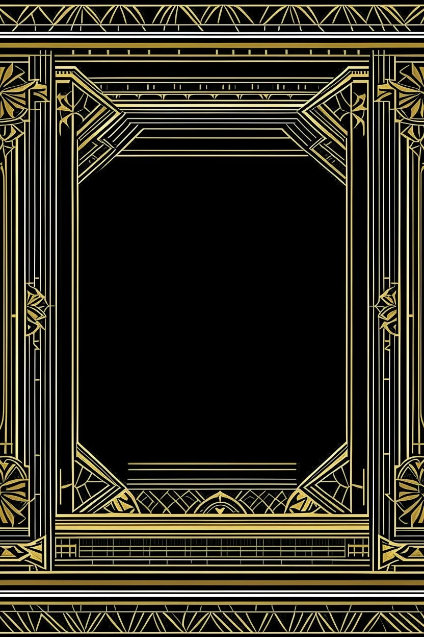 gold art deco delicately designed border on a black background