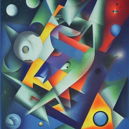 scene of space beast in the cosmos by cubist