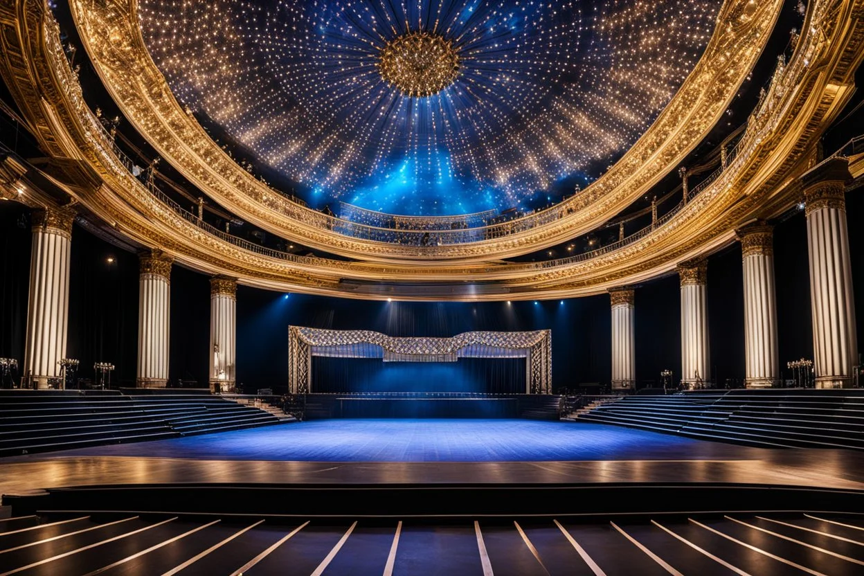 a luxury big opera dance stage,close up ,show main stage