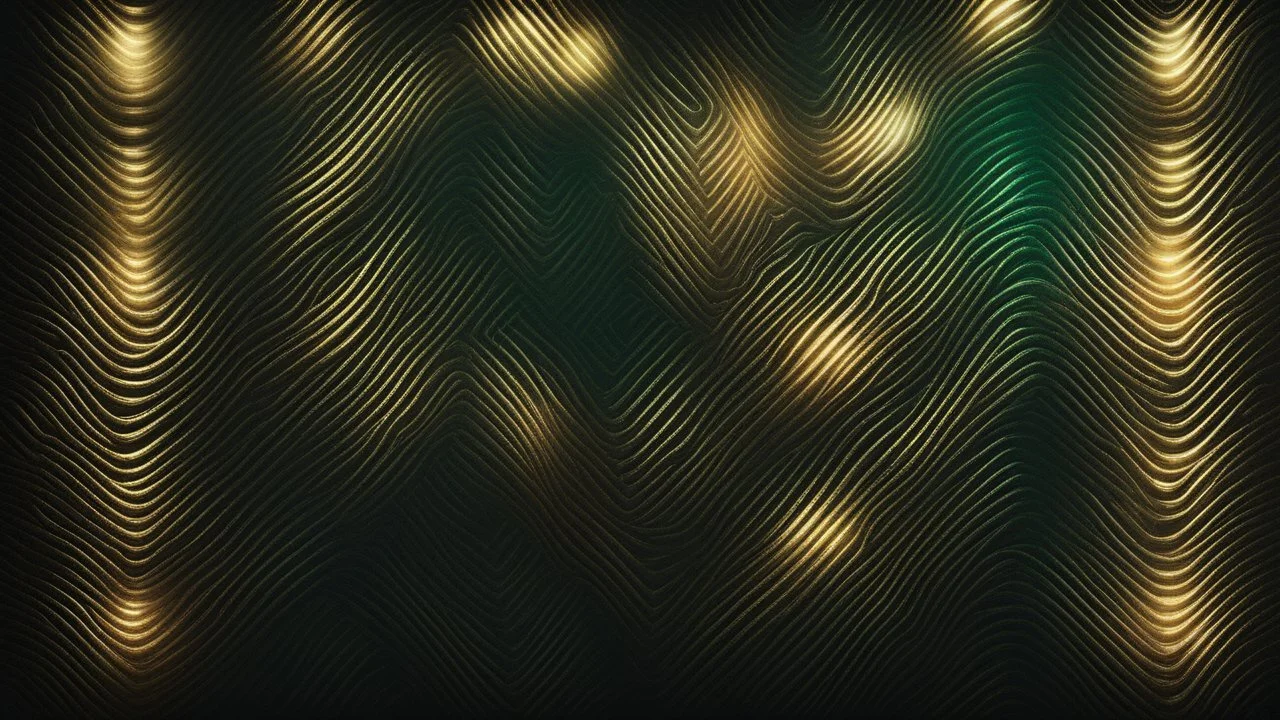 Hyper Realistic glowing-golden-texture with dark-green-&-black background