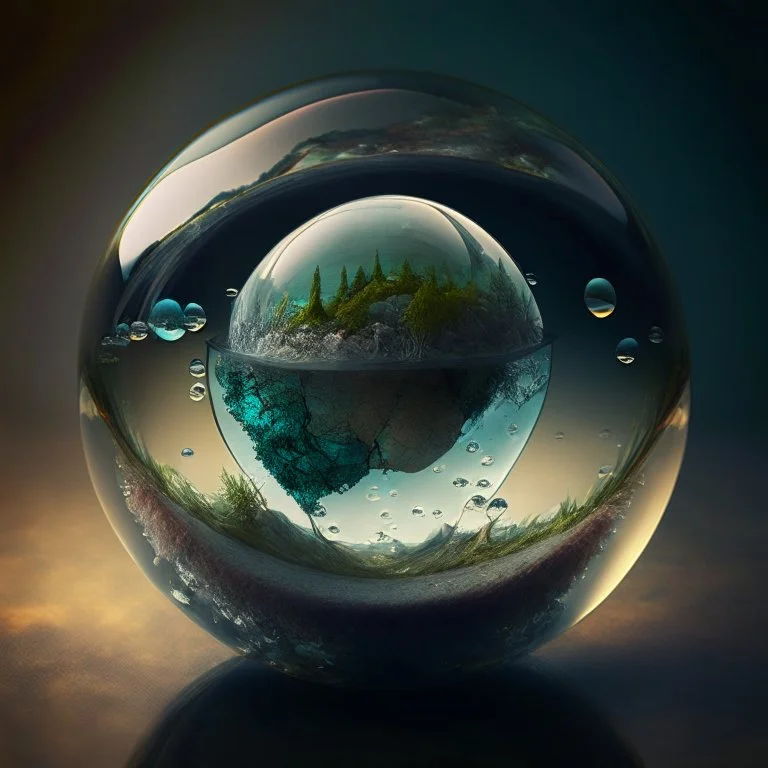 A glass sphere with a world inside