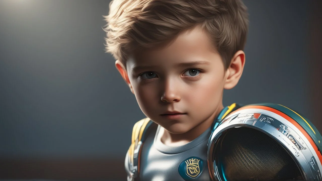 little boy, head and upper body, perfect eyes, sports equipment, exquisite composition, beautiful detailed intricate insanely detailed octane render trending on artstation, 8k artistic photography, photorealistic concept art, soft natural volumetric cinematic perfect light, chiaroscuro, award-winning photograph, masterpiece, raphael, caravaggio, greg rutkowski, beeple, beksinsk