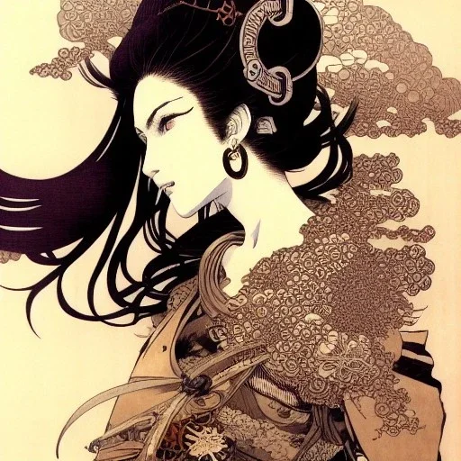 beautiful steampunk huge girl, hyper detailed, hyperdetailed, intricately detailed, illustration by <Katsushika Hokusai> <Yoji Shinkawa>,