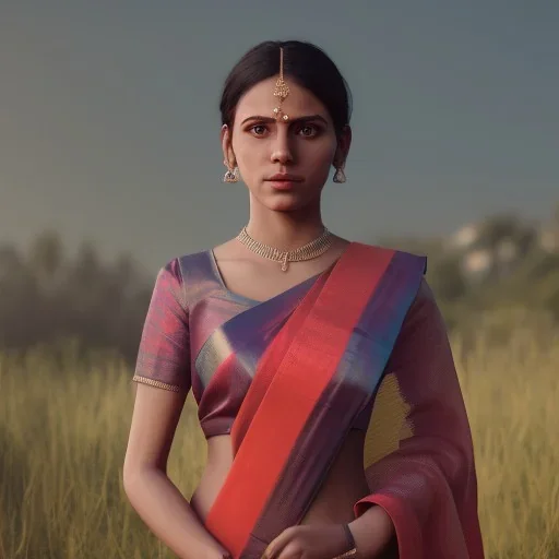 full body photo of a girl in saree i,hyperrealistic,detailed,8k,cinematic