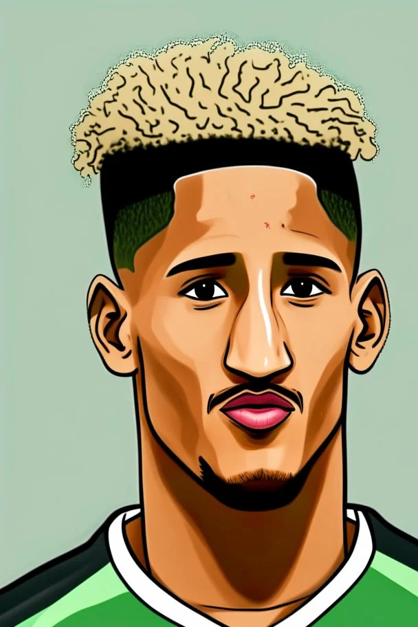 William Saliba French football player ,cartoon 2d