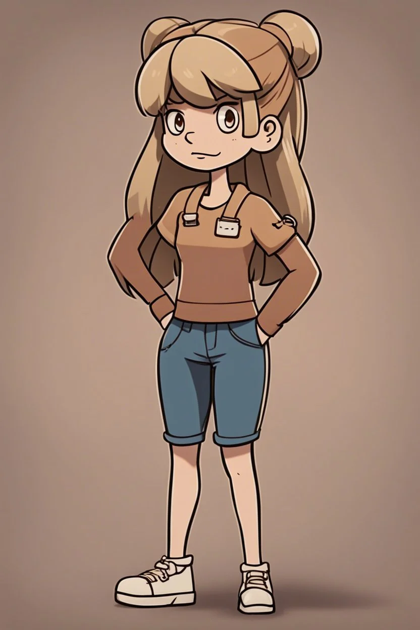 персонаж из вселенной Гравити Фолз, Персонаж женского пола, полного телосложения и низкого роста. Цвет кожи персонажа — капучино. Волосы персонажа светлые с холодным подтоном, собраны в два длинных хвоста. По текстуре волосы персонажа прямые. У персонажа есть длинная челка. Глаза у него/нее янтарные. Персонаж носит одежду в стиле "колониальный". Слово для вдохновения образа персонажа (тут вообще все) — зелень.